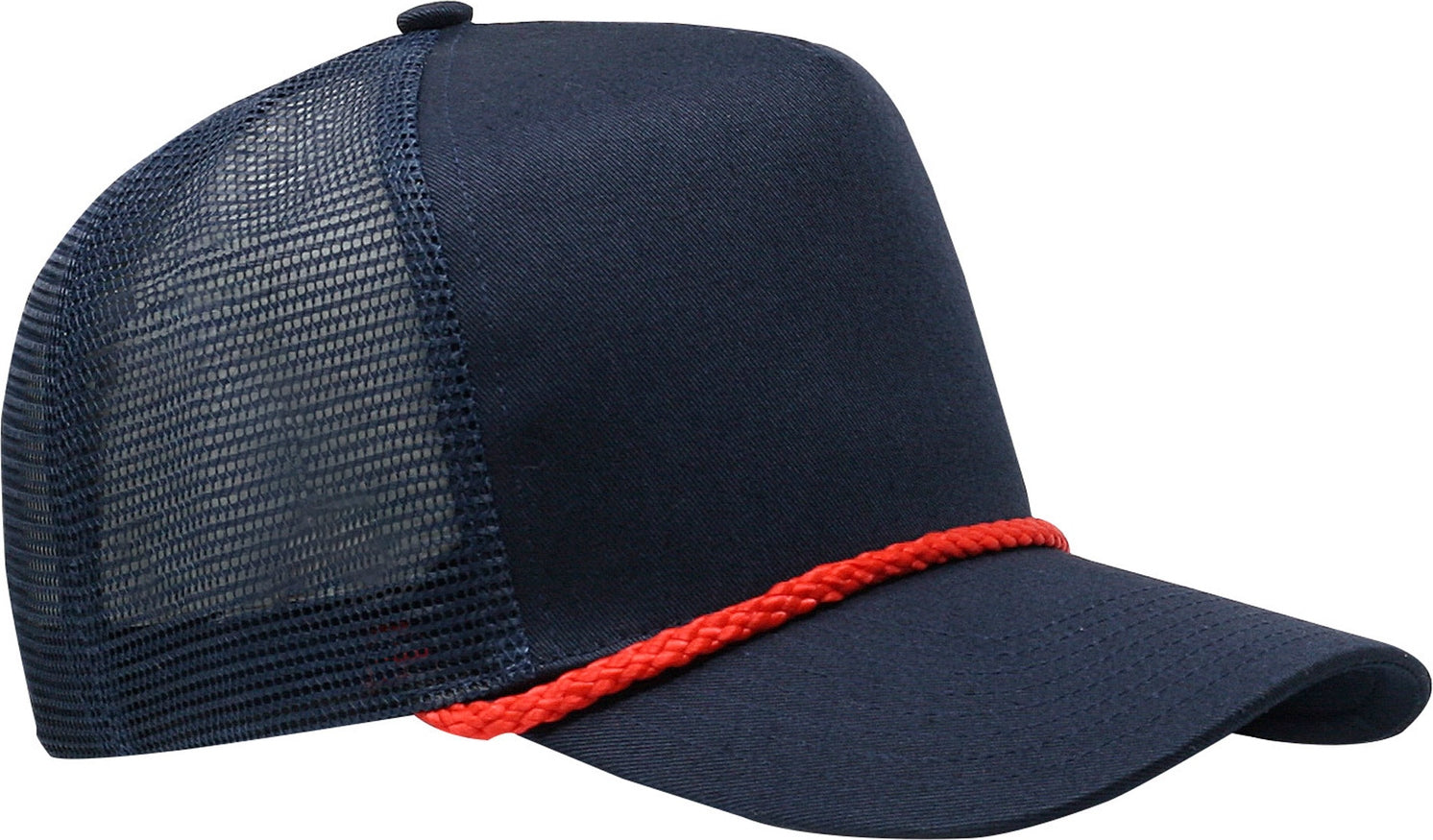 Cobra Cap C256m 5 Panel Cotton Twill Front Mesh Back 7 Mm Rope Upgraded Tsm - Navy Red