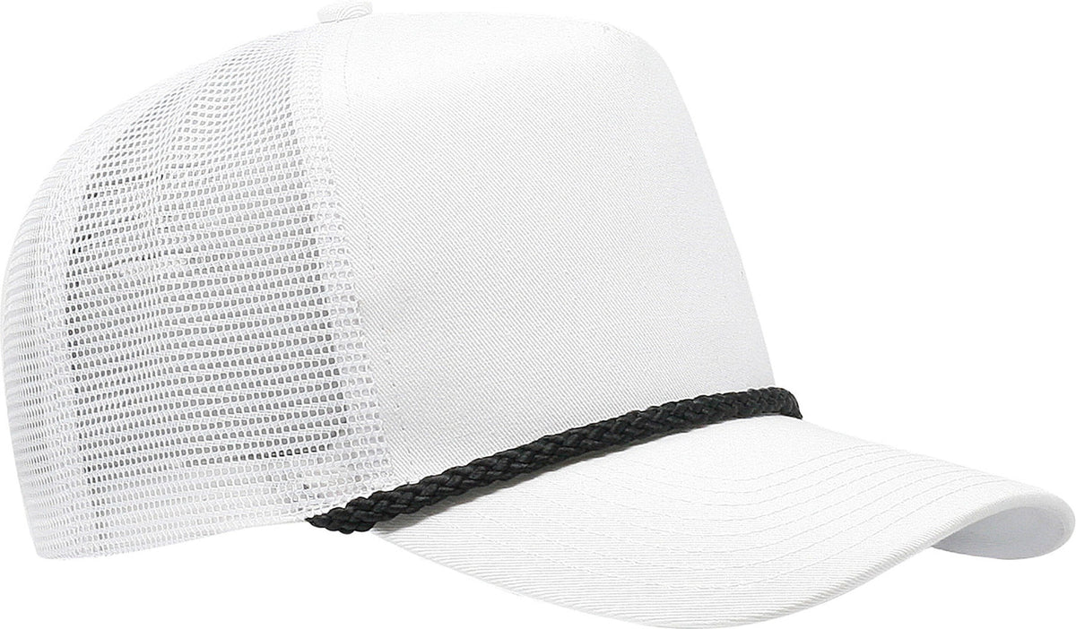 Cobra Cap C256m 5 Panel Cotton Twill Front Mesh Back 7 Mm Rope Upgraded Tsm - White Black