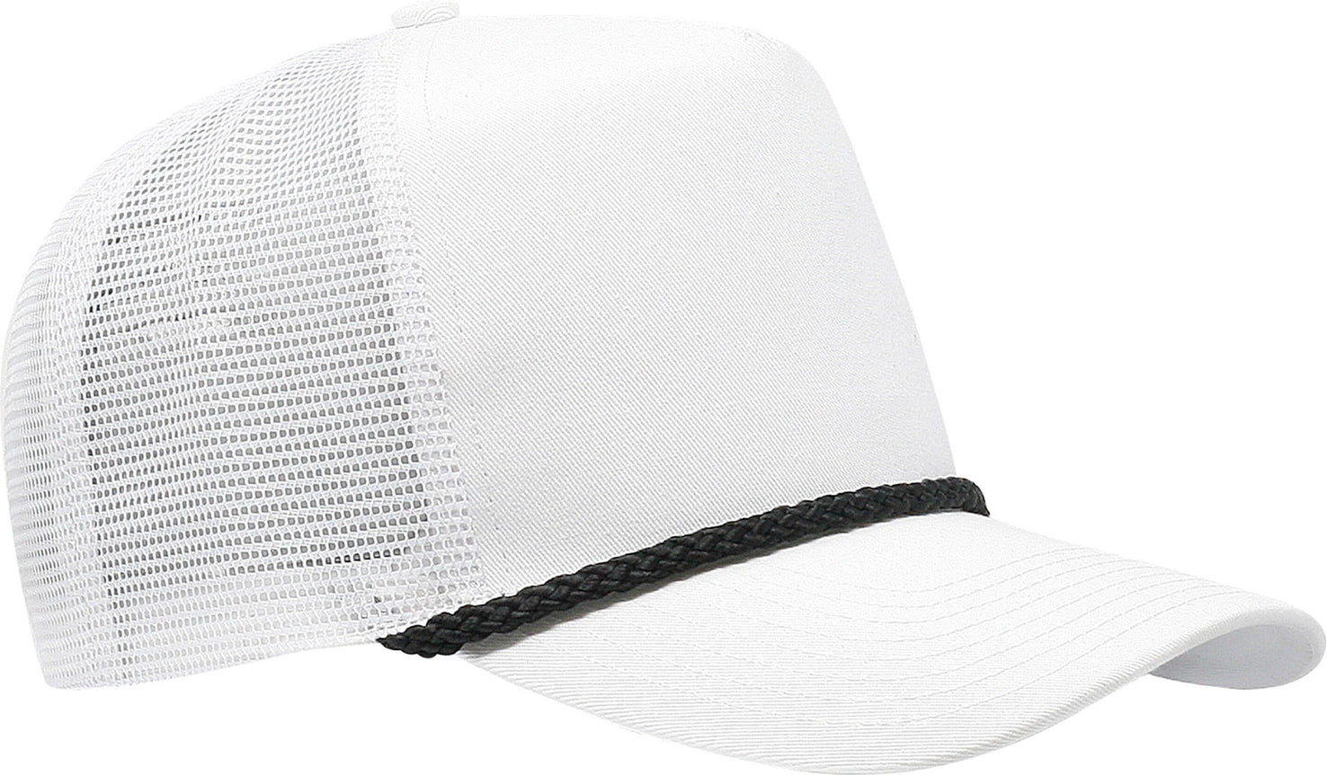 Cobra Cap C256m 5 Panel Cotton Twill Front Mesh Back 7 Mm Rope Upgraded Tsm - White Black