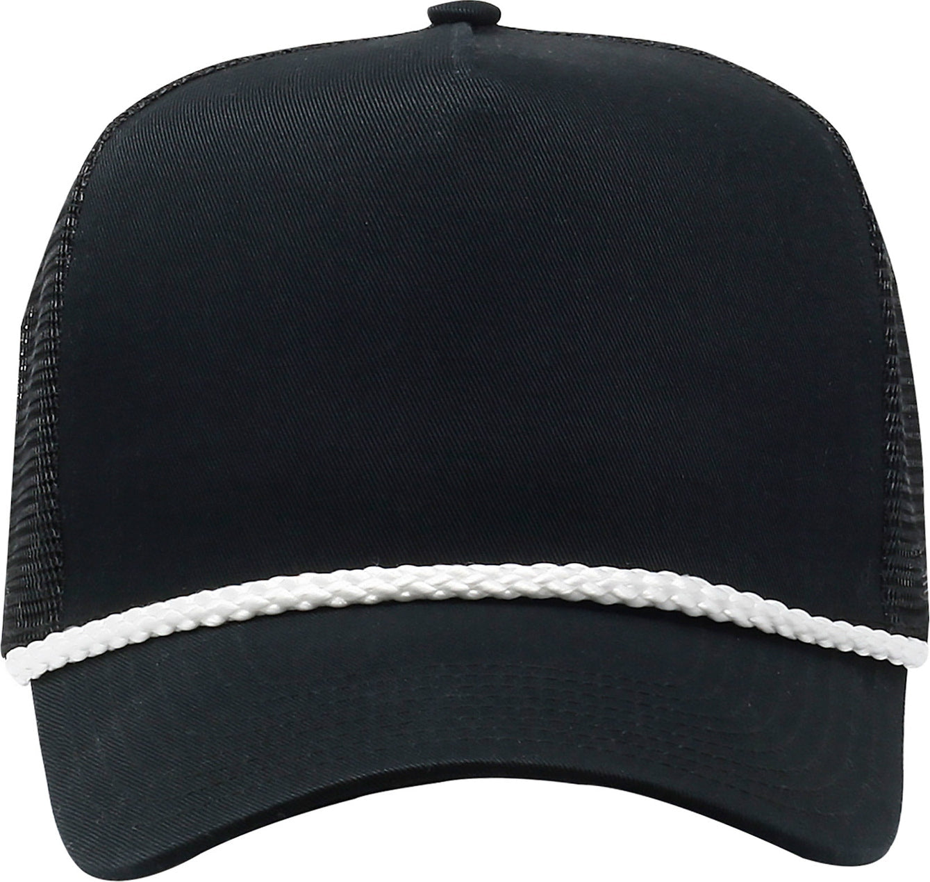 Cobra Cap C256m 5 Panel Cotton Twill Front Mesh Back 7 Mm Rope Upgraded Tsm - Black White
