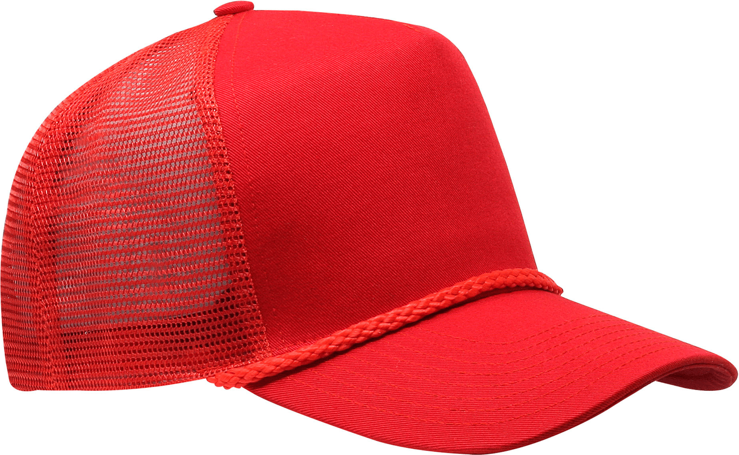 Cobra Cap C256m 5 Panel Cotton Twill Front Mesh Back 7 Mm Rope Upgraded Tsm - Red