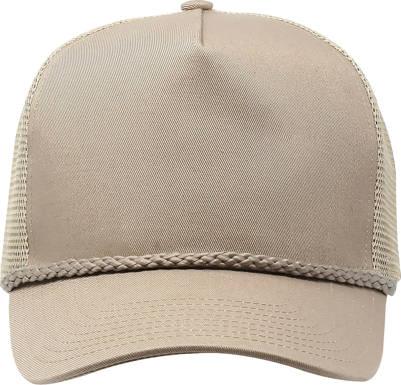 Cobra Cap C256m 5 Panel Cotton Twill Front Mesh Back 7 Mm Rope Upgraded Tsm - Khaki