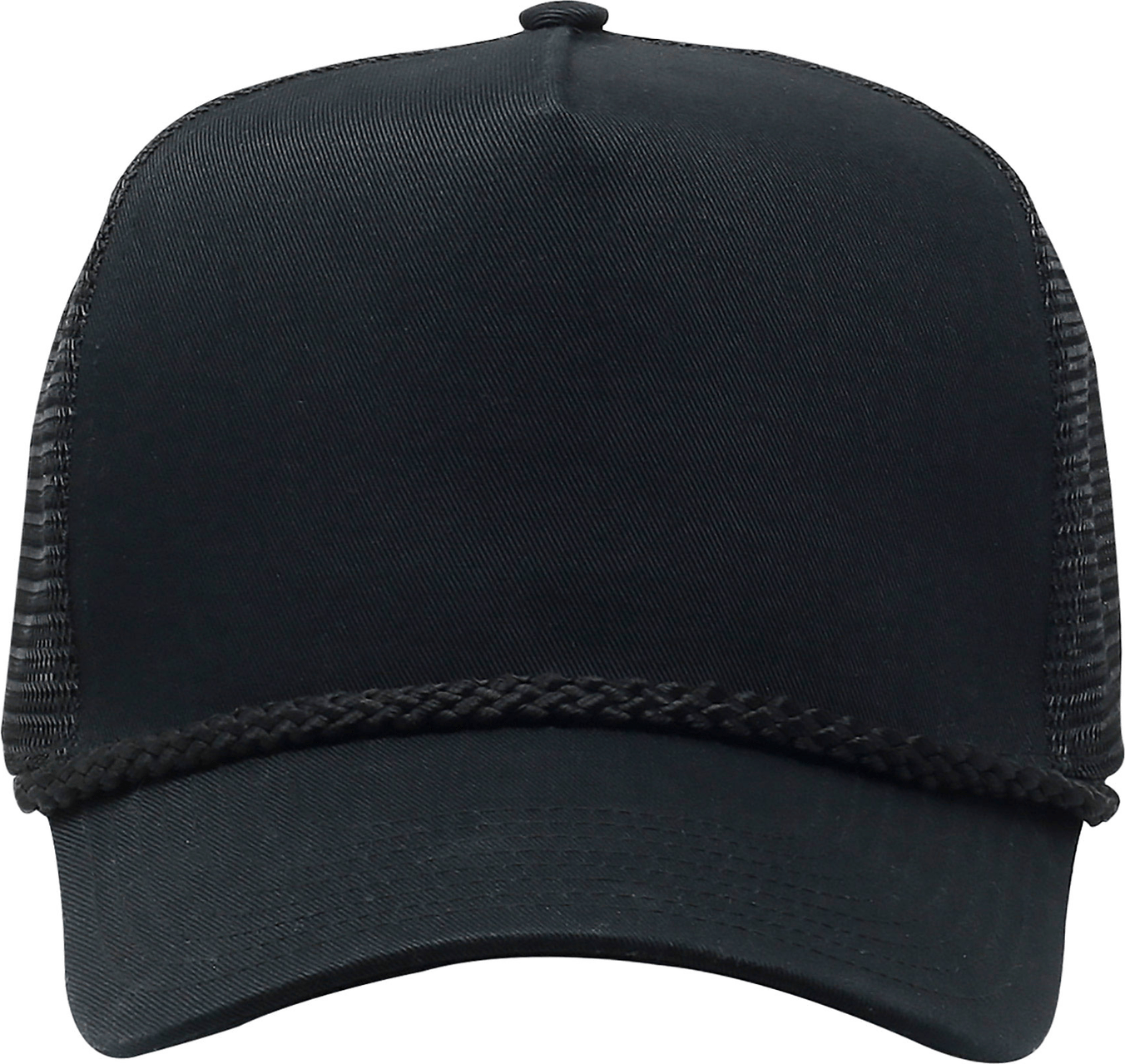 Cobra Cap C256m 5 Panel Cotton Twill Front Mesh Back 7 Mm Rope Upgraded Tsm - Black