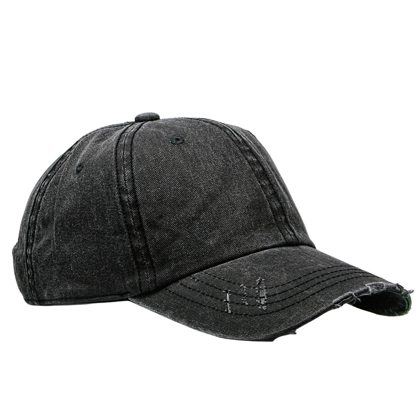Cobra Cap C324-d 6 Panel Unstructured Pigment Dyed Heavy Cotton Twill Distressed - Black