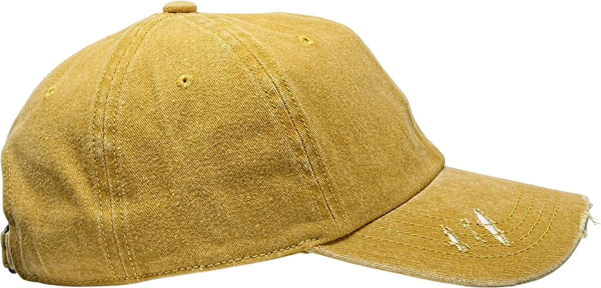 Cobra Cap C324-d 6 Panel Unstructured Pigment Dyed Heavy Cotton Twill Distressed - Mustard