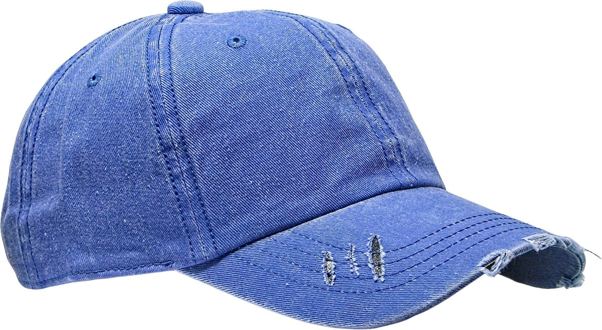 Cobra Cap C324-d 6 Panel Unstructured Pigment Dyed Heavy Cotton Twill Distressed - Royal