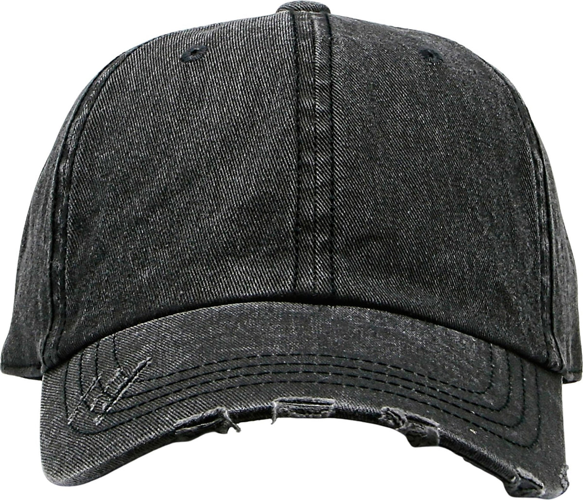 Cobra Cap C324-d 6 Panel Unstructured Pigment Dyed Heavy Cotton Twill Distressed - Black