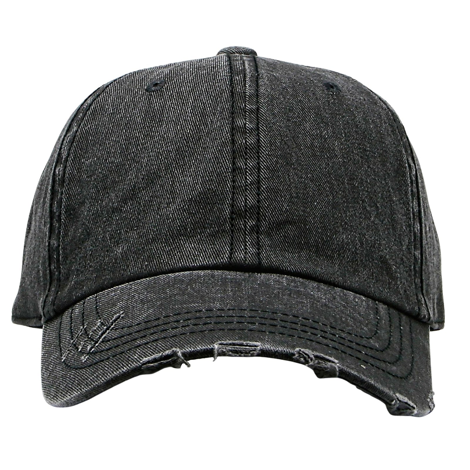 Cobra Cap C324-d 6 Panel Unstructured Pigment Dyed Heavy Cotton Twill Distressed - Black