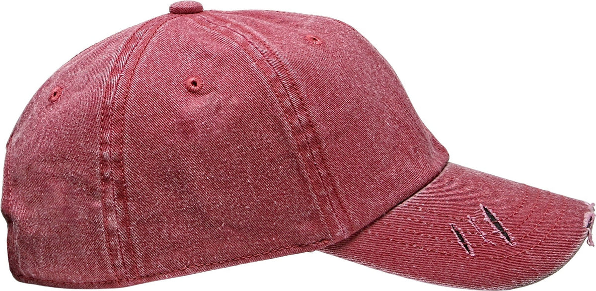 Cobra Cap C324-d 6 Panel Unstructured Pigment Dyed Heavy Cotton Twill Distressed - Dusty Red