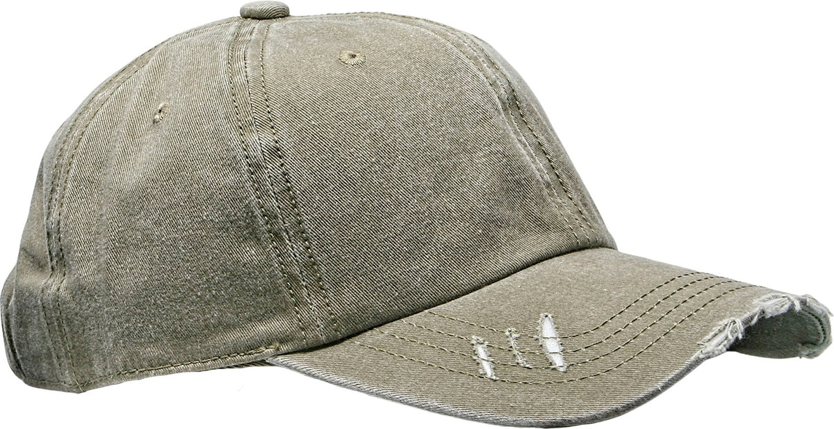 Cobra Cap C324-d 6 Panel Unstructured Pigment Dyed Heavy Cotton Twill Distressed - Khaki
