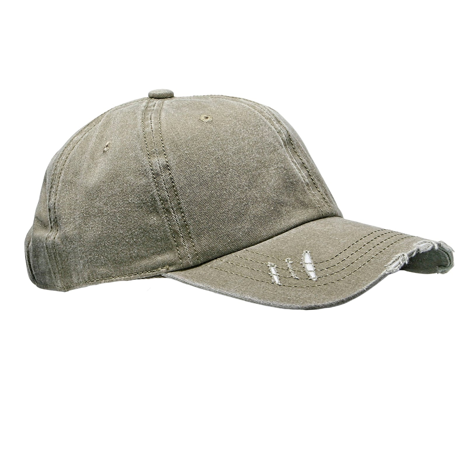 Cobra Cap C324-d 6 Panel Unstructured Pigment Dyed Heavy Cotton Twill Distressed - Khaki