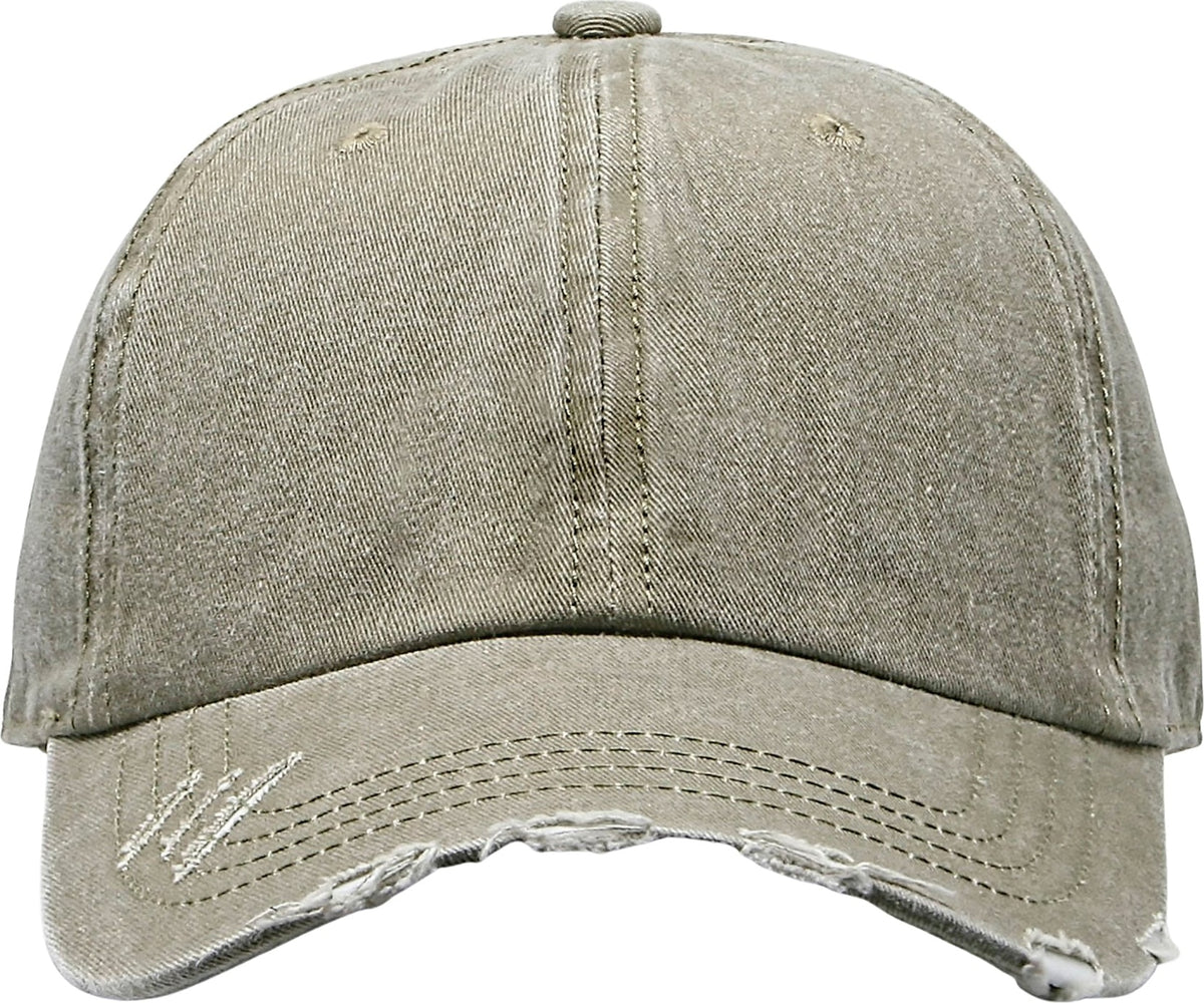 Cobra Cap C324-d 6 Panel Unstructured Pigment Dyed Heavy Cotton Twill Distressed - Khaki