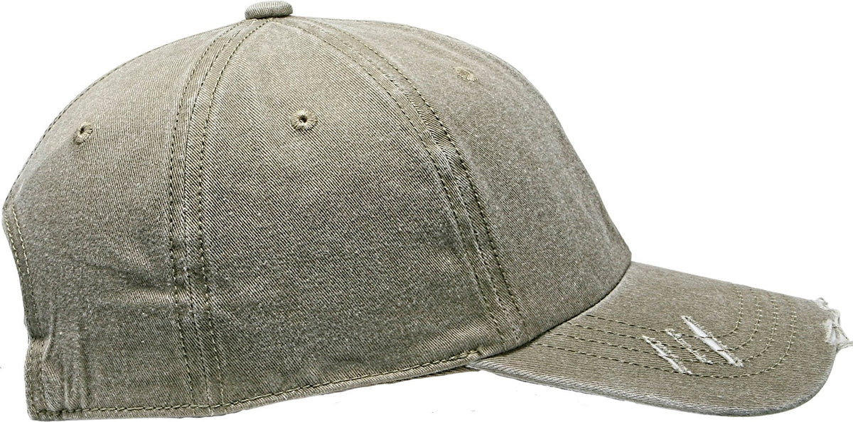 Cobra Cap C324-d 6 Panel Unstructured Pigment Dyed Heavy Cotton Twill Distressed - Khaki