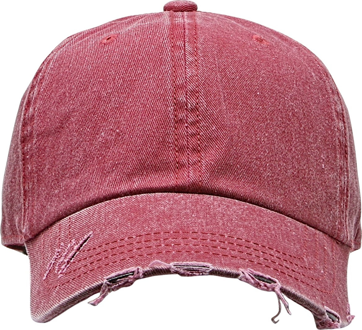 Cobra Cap C324-d 6 Panel Unstructured Pigment Dyed Heavy Cotton Twill Distressed - Dusty Red