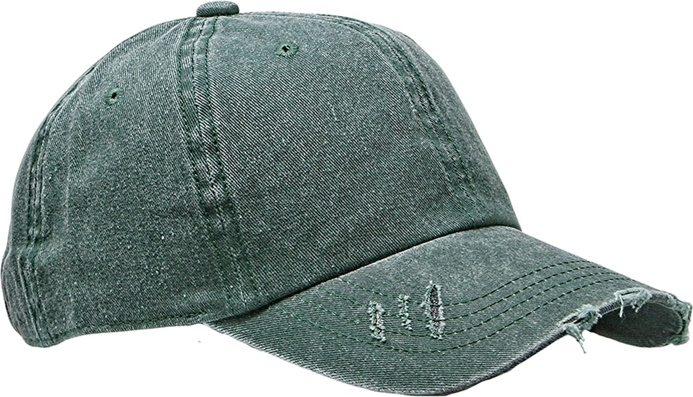 Cobra Cap C324-d 6 Panel Unstructured Pigment Dyed Heavy Cotton Twill Distressed - Dark Green