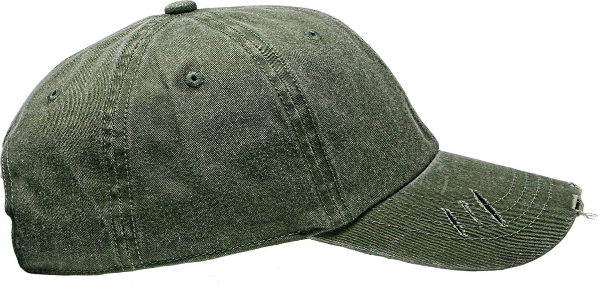 Cobra Cap C324-d 6 Panel Unstructured Pigment Dyed Heavy Cotton Twill Distressed - Olive