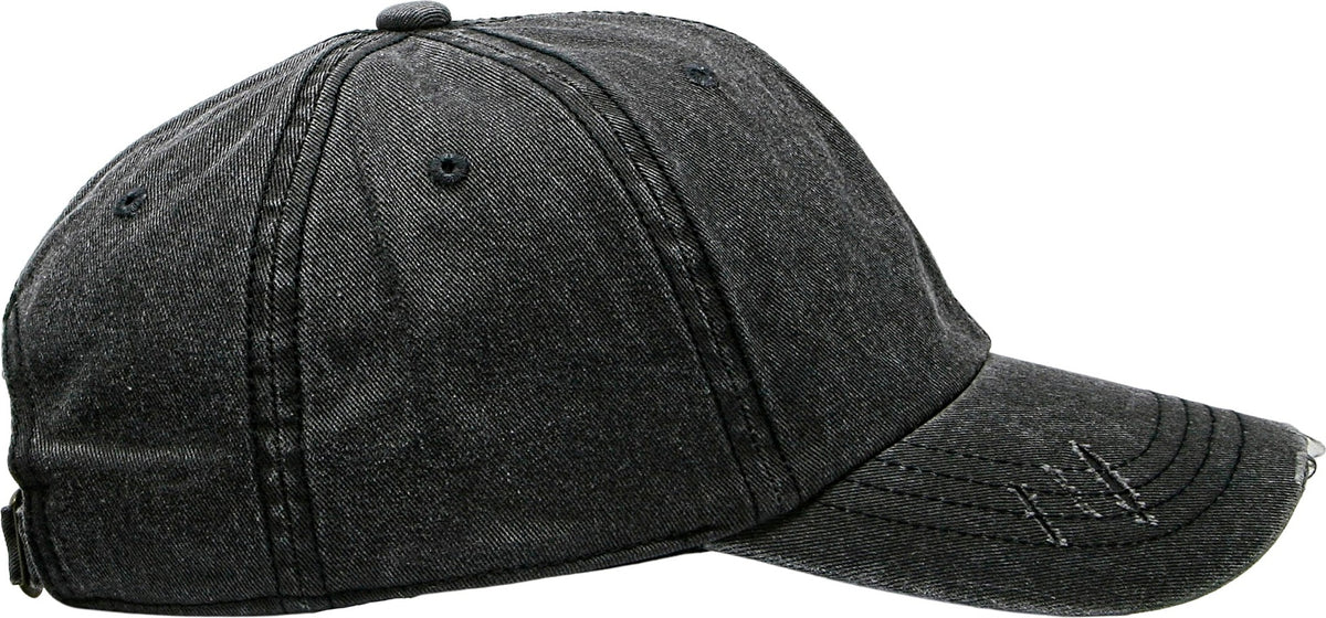 Cobra Cap C324-d 6 Panel Unstructured Pigment Dyed Heavy Cotton Twill Distressed - Black