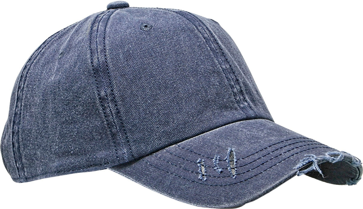 Cobra Cap C324-d 6 Panel Unstructured Pigment Dyed Heavy Cotton Twill Distressed - Navy