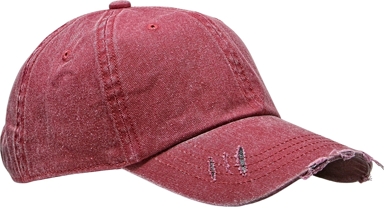 Cobra Cap C324-d 6 Panel Unstructured Pigment Dyed Heavy Cotton Twill Distressed - Dusty Red