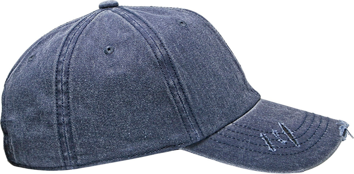 Cobra Cap C324-d 6 Panel Unstructured Pigment Dyed Heavy Cotton Twill Distressed - Navy