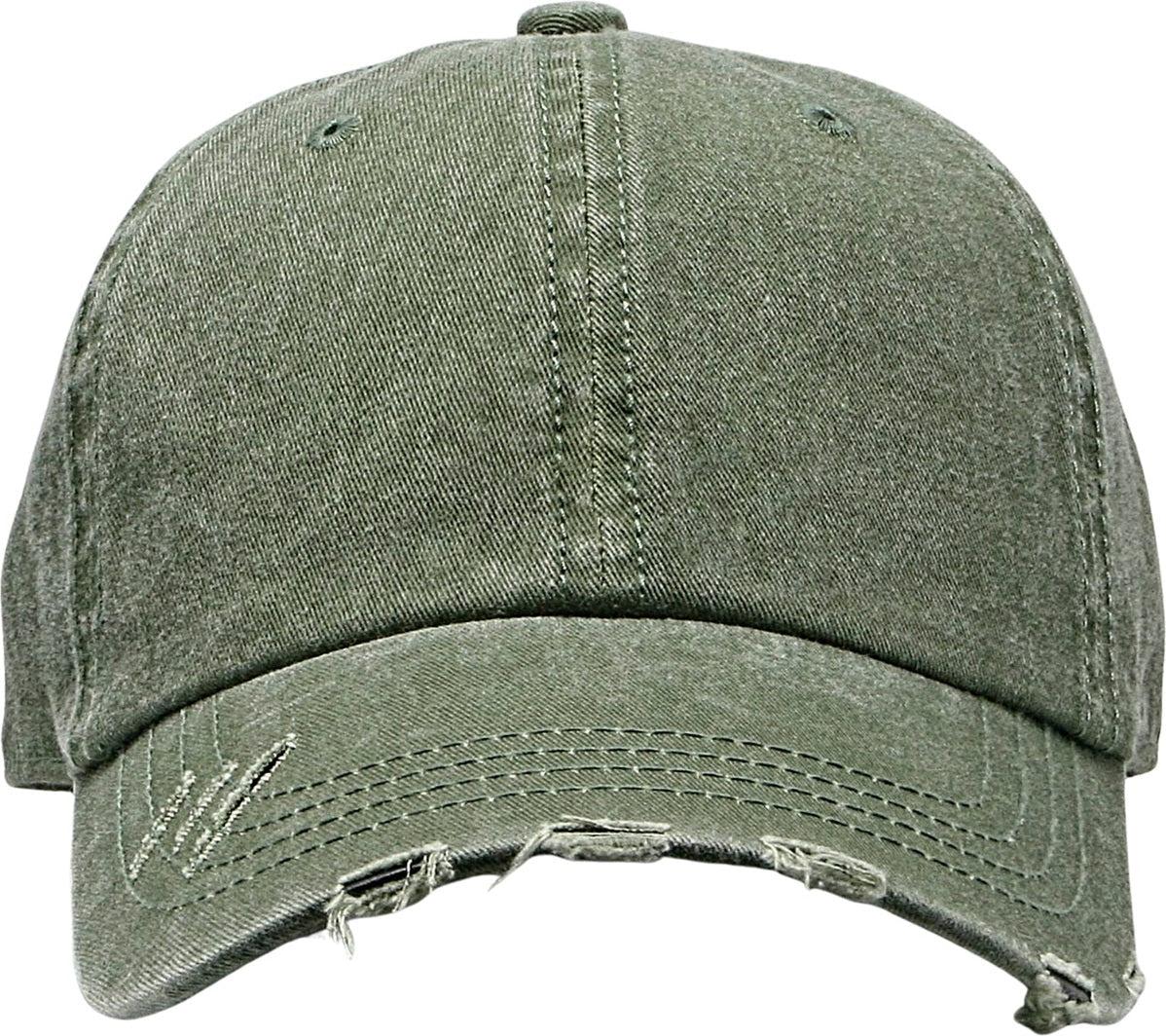 Cobra Cap C324-d 6 Panel Unstructured Pigment Dyed Heavy Cotton Twill Distressed - Olive