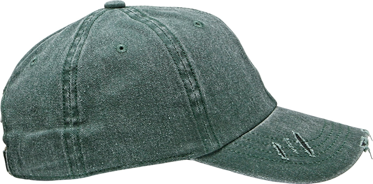 Cobra Cap C324-d 6 Panel Unstructured Pigment Dyed Heavy Cotton Twill Distressed - Dark Green