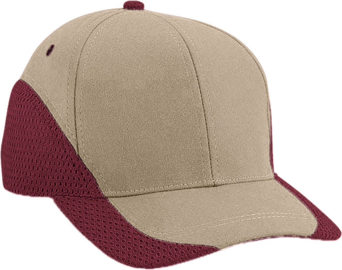 Cobra Cap Egm 6 Panel Structured Edged Mesh - Khaki Maroon