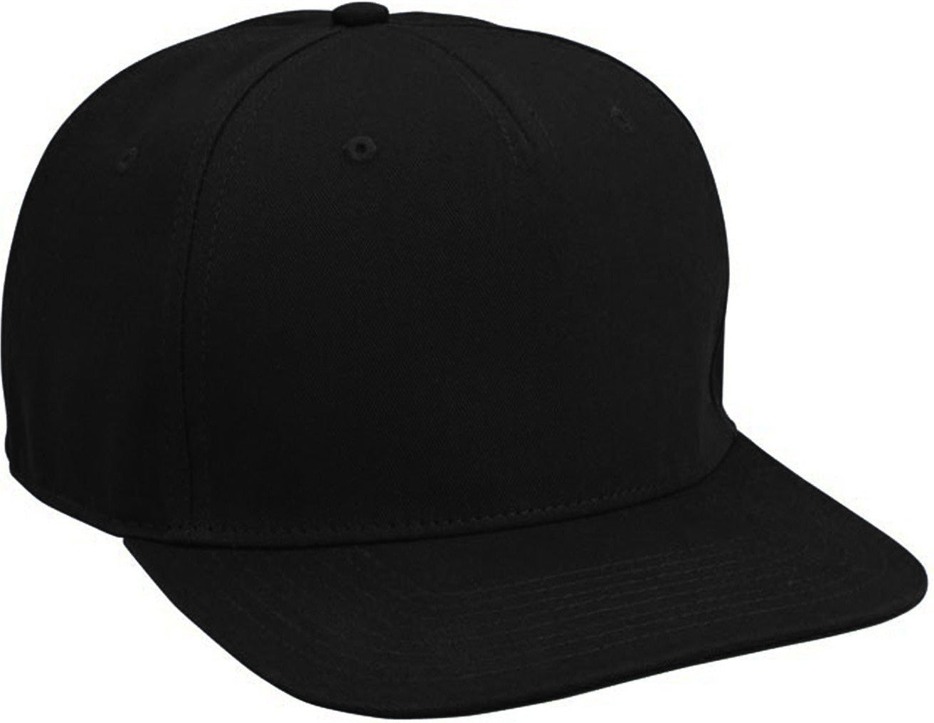 Cobra Cap Fb-5 5 Panel Cotton Twill Flat Bill (not a Bit Curve) - Black