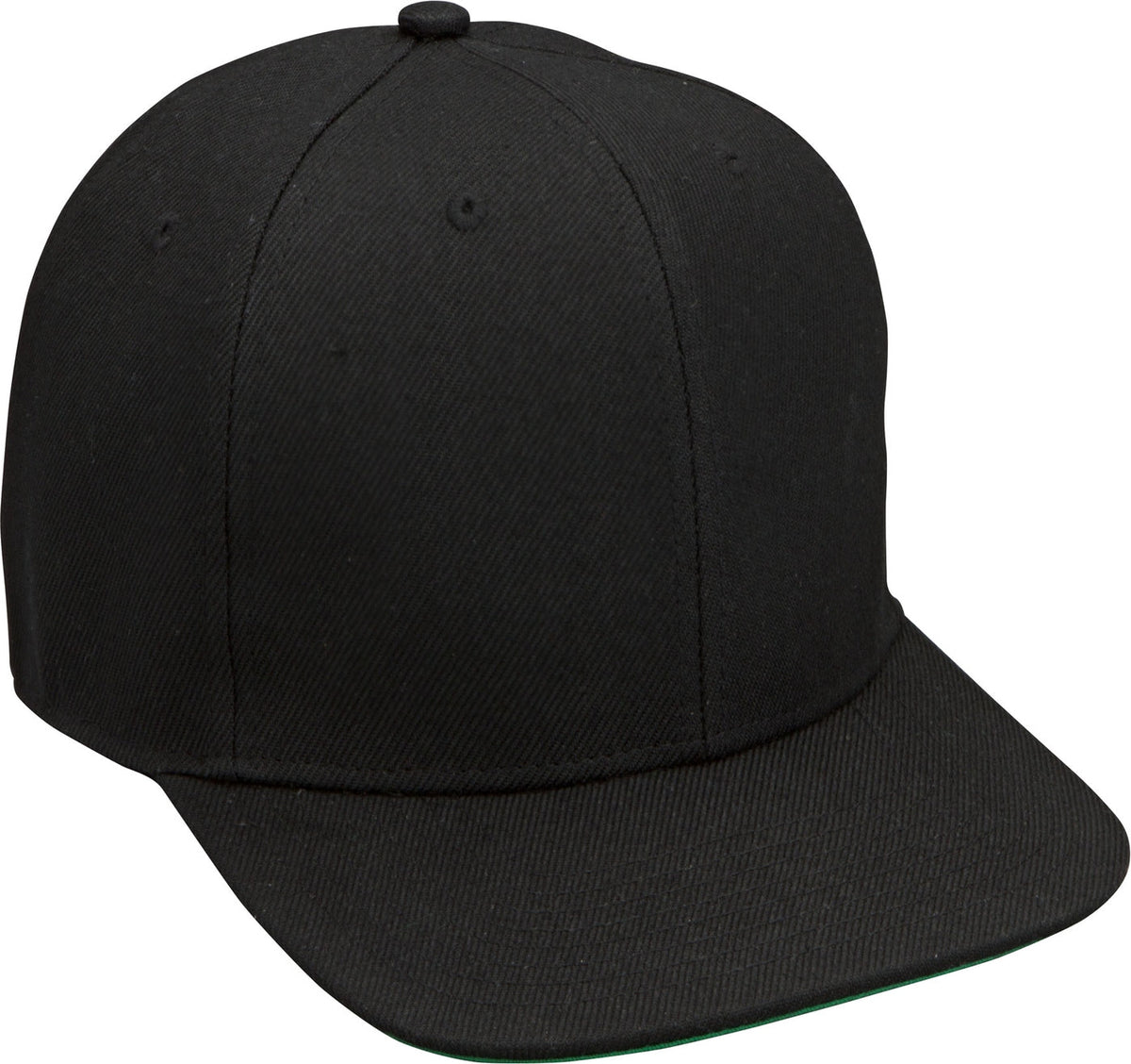 Cobra Cap Fb-6 6 Panel Wool Blend Flat Bill - Black