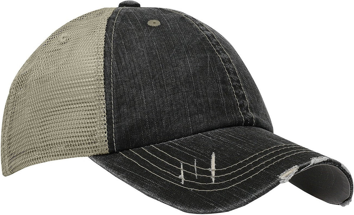 Cobra Cap Ht-d Herringbone Cotton Soft Mesh 6pnl Distressed - Black Khaki