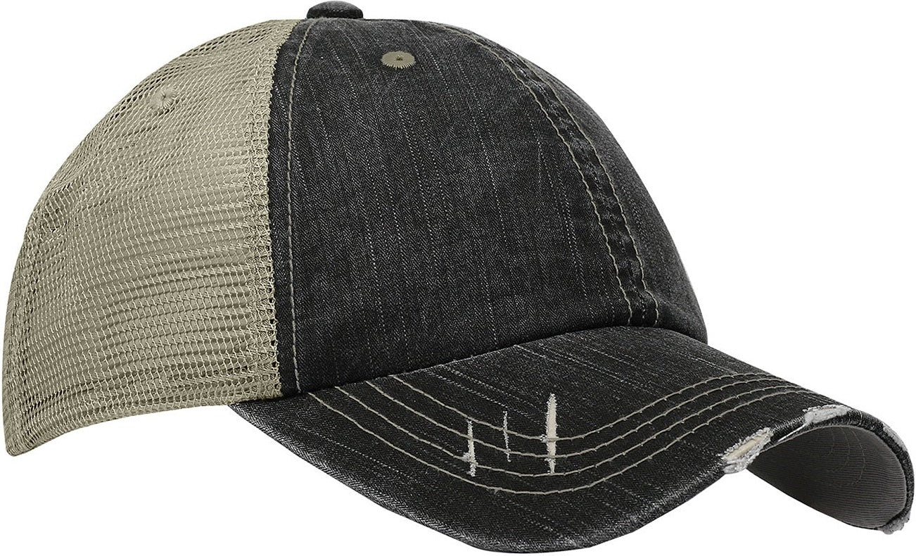 Cobra Cap Ht-d Herringbone Cotton Soft Mesh 6pnl Distressed - Black Khaki
