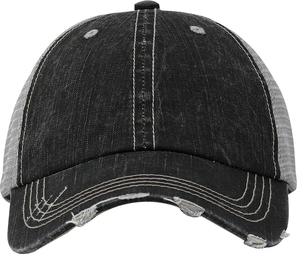 Cobra Cap Ht-d Herringbone Cotton Soft Mesh 6pnl Distressed - Black Gray