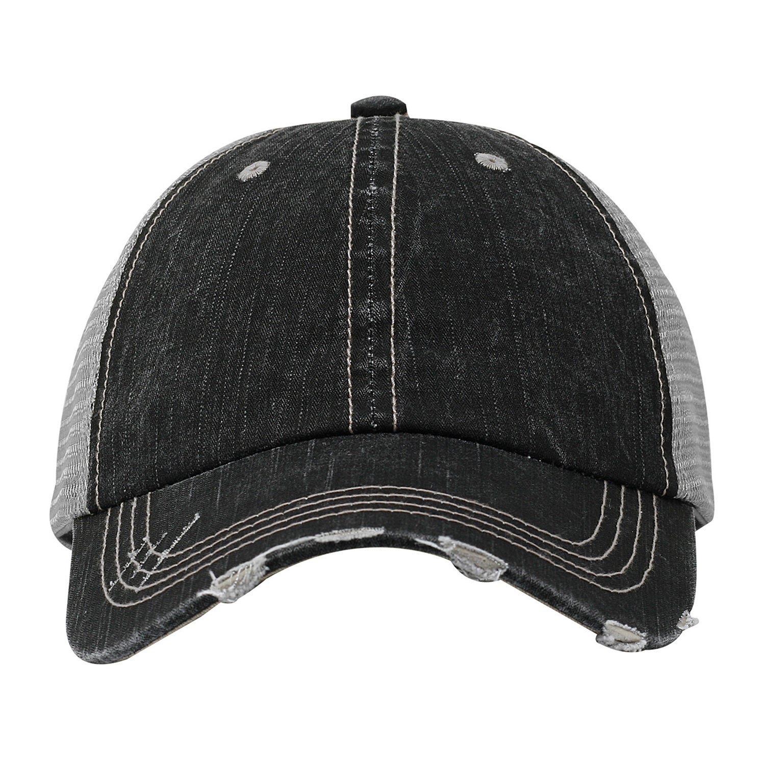 Cobra Cap Ht-d Herringbone Cotton Soft Mesh 6pnl Distressed - Black Gray