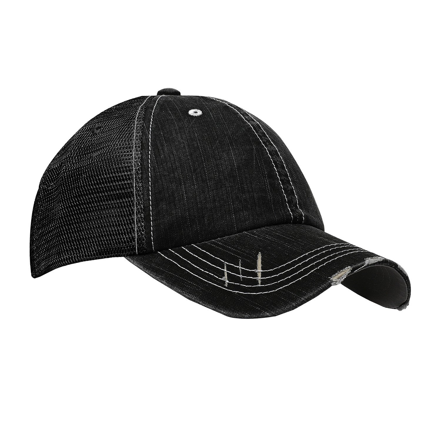 Cobra Cap Ht-d Herringbone Cotton Soft Mesh 6pnl Distressed - Black