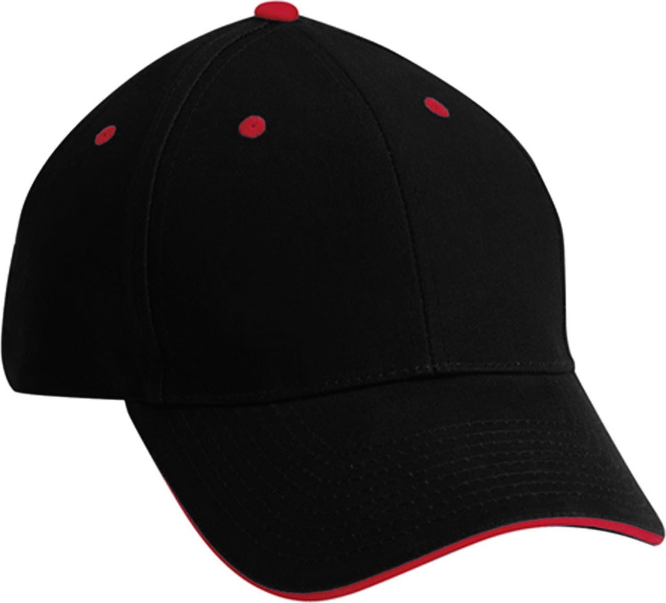 Cobra Cap Pbv-s 6 Panel Brushed Cotton Sandwich - Black Red