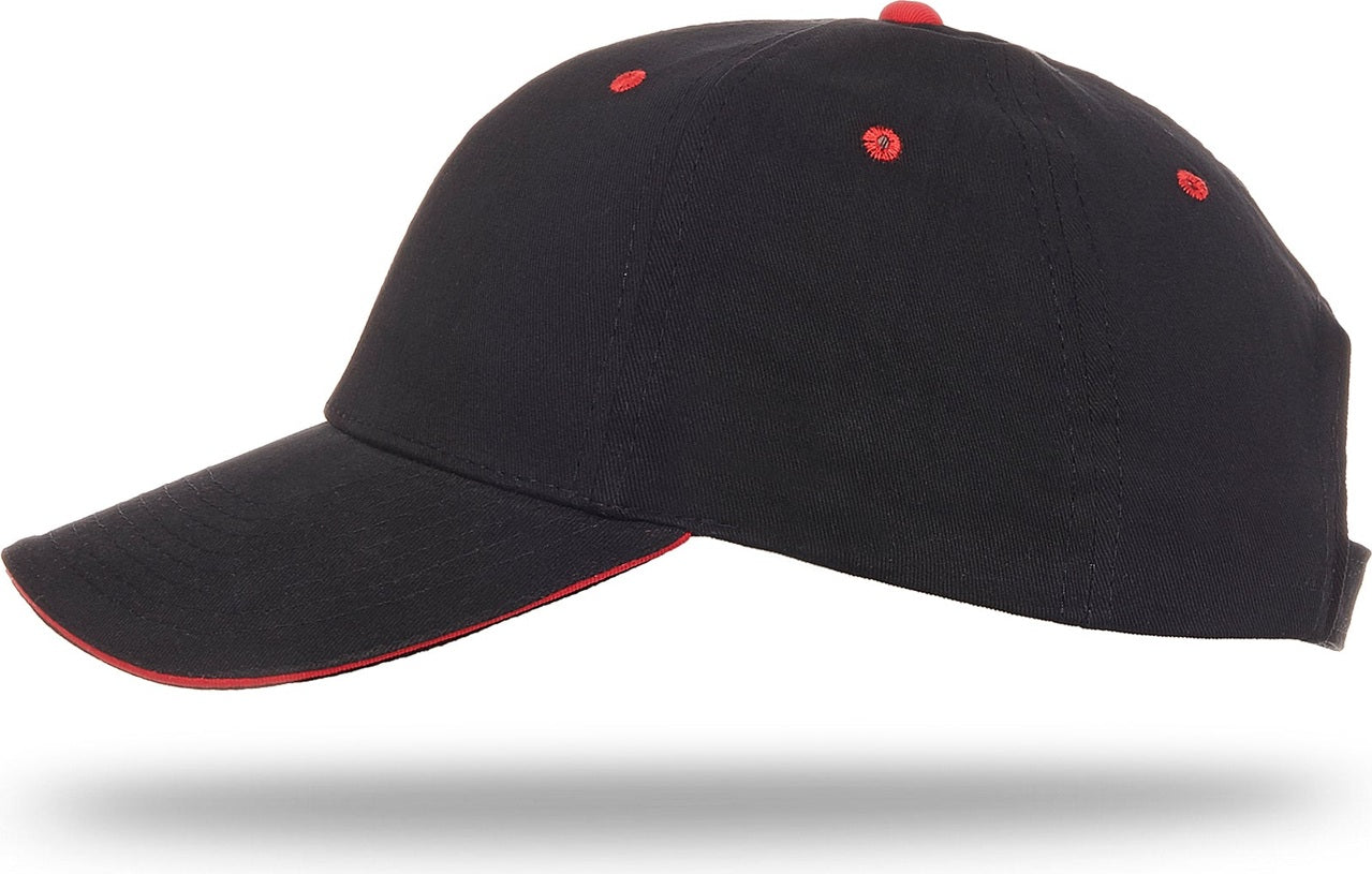 Cobra Cap Pbv-s 6 Panel Brushed Cotton Sandwich - Black Red