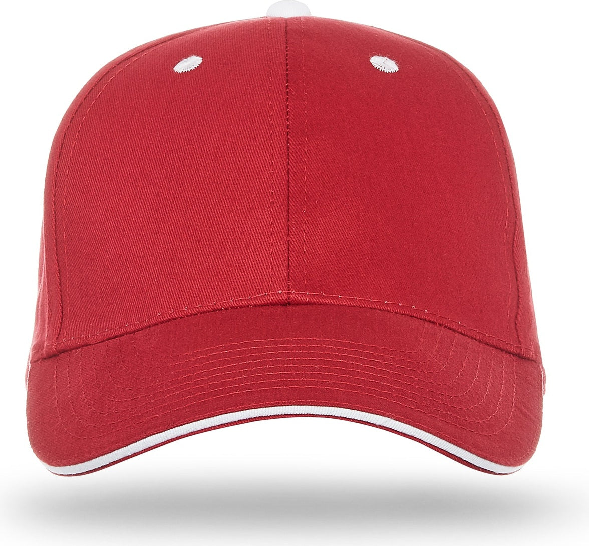 Cobra Cap Pbv-s 6 Panel Brushed Cotton Sandwich - Cardinal White