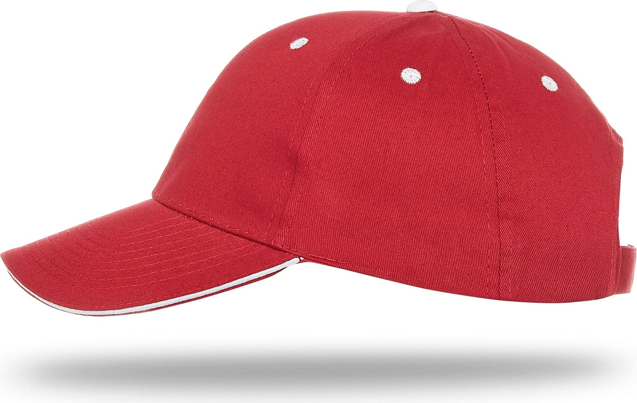 Cobra Cap Pbv-s 6 Panel Brushed Cotton Sandwich - Cardinal White