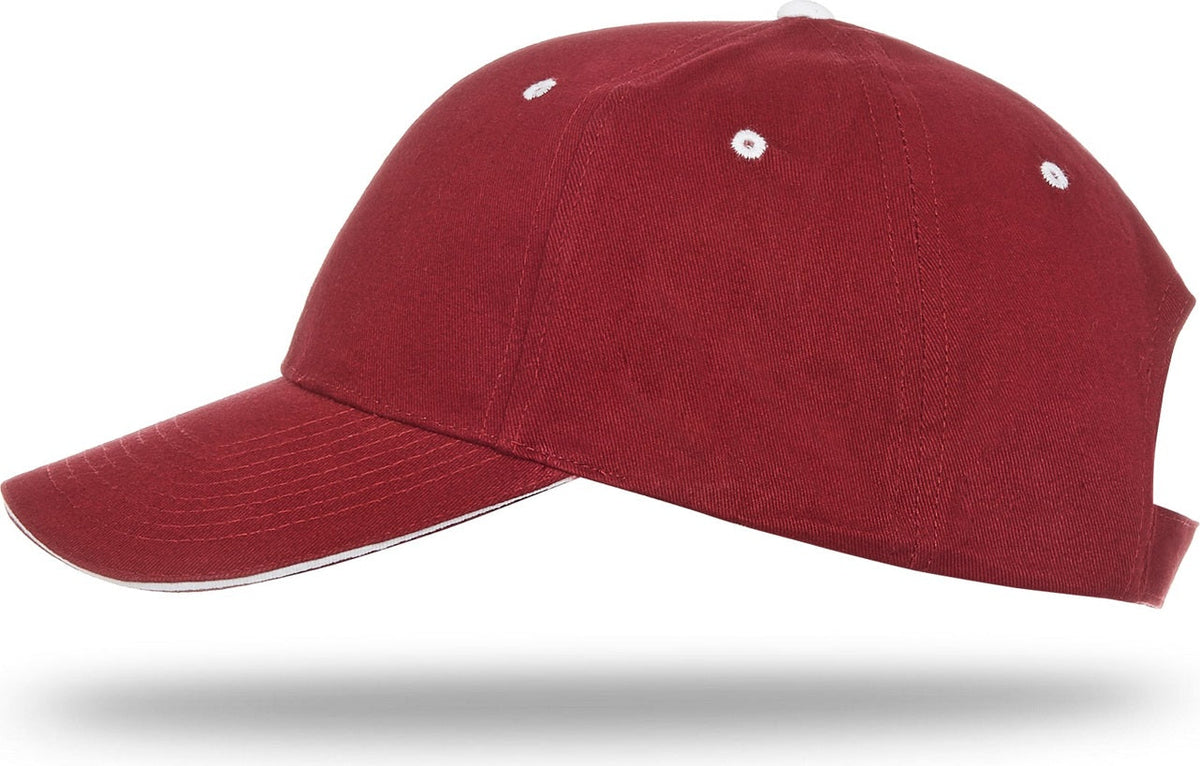 Cobra Cap Pbv-s 6 Panel Brushed Cotton Sandwich - Maroon White