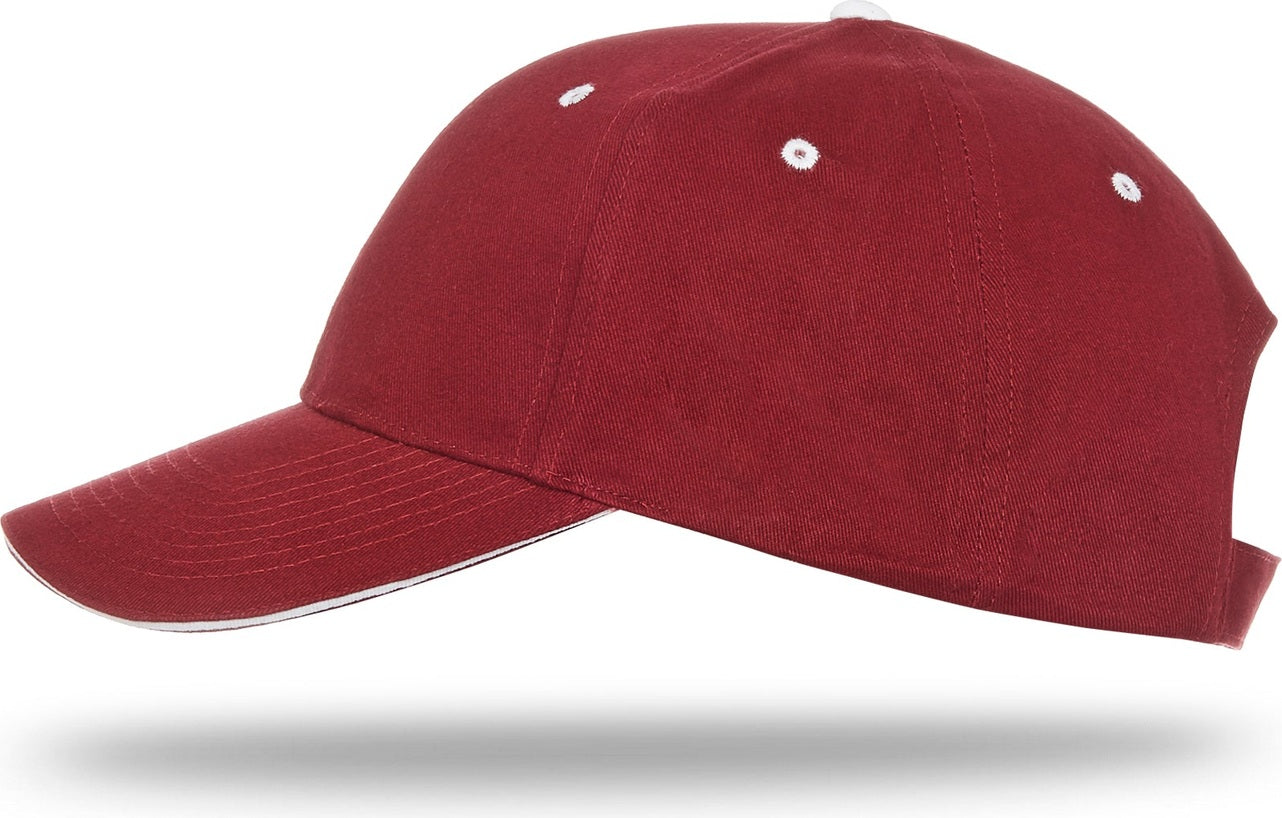 Cobra Cap Pbv-s 6 Panel Brushed Cotton Sandwich - Maroon White