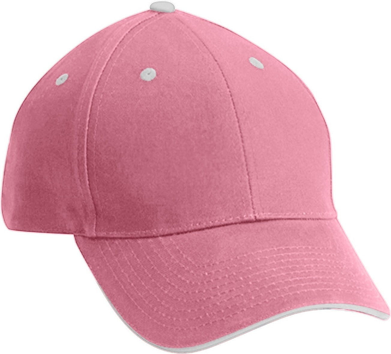 Cobra Cap Pbv-s 6 Panel Brushed Cotton Sandwich - Pastel Pink White Eyelets Button