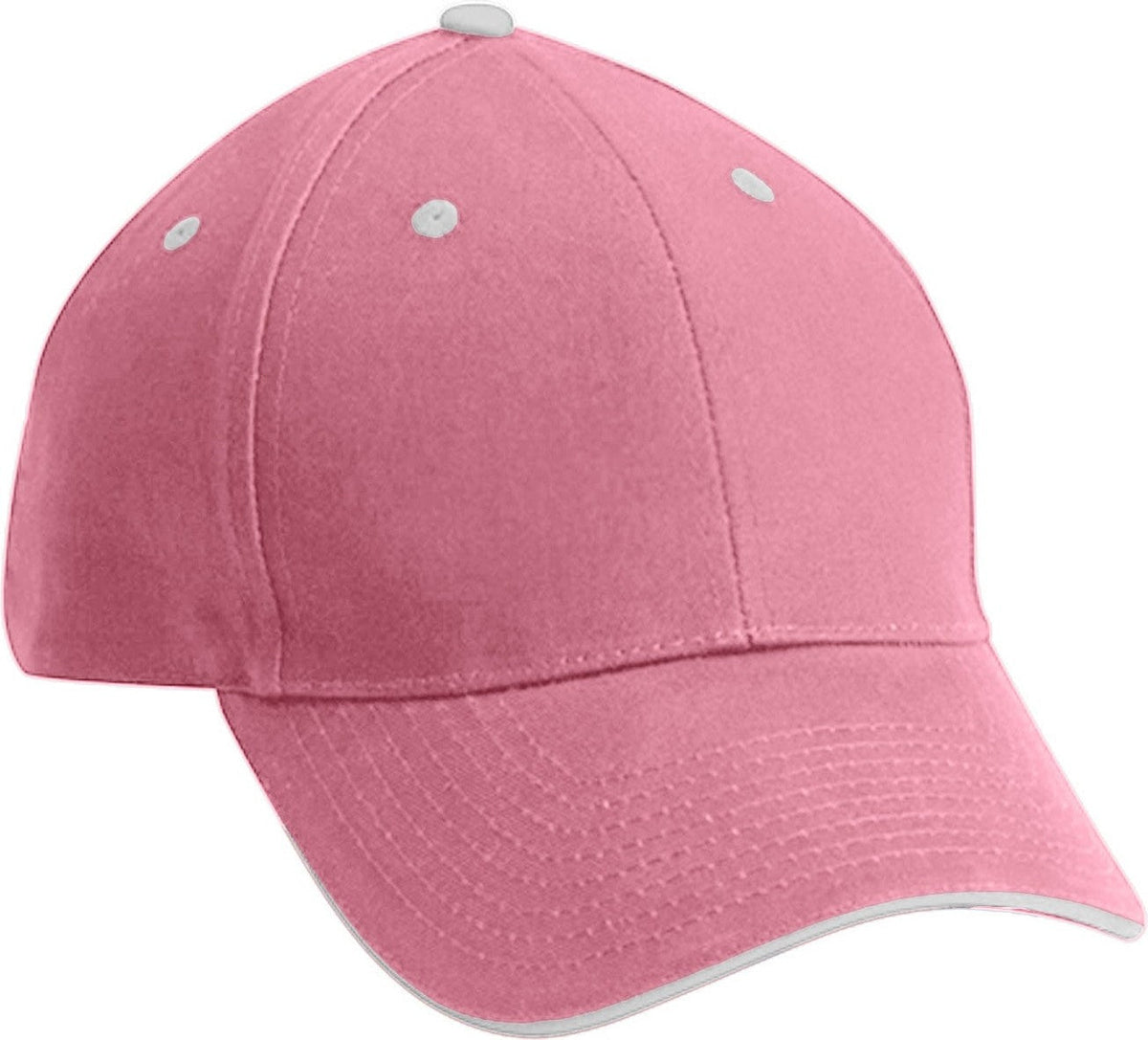 Cobra Cap Pbv-s 6 Panel Brushed Cotton Sandwich - Pastelpink White Eyelets Button - Pastelpinkwhite Eyeletswhite