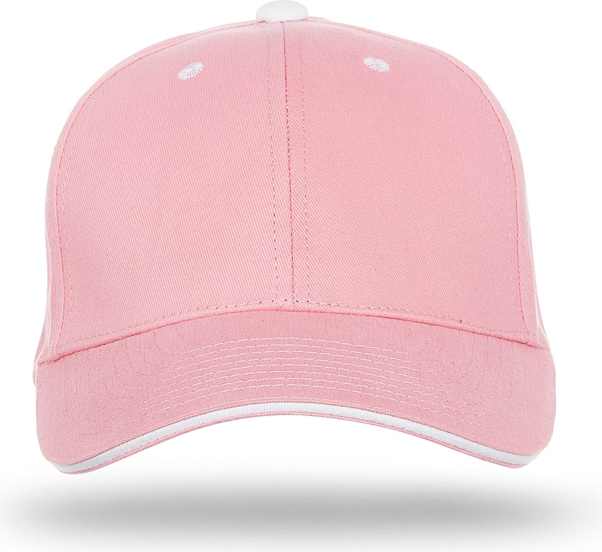 Cobra Cap Pbv-s 6 Panel Brushed Cotton Sandwich - Pastelpink White Eyelets Button - Pastelpinkwhite Eyeletswhite