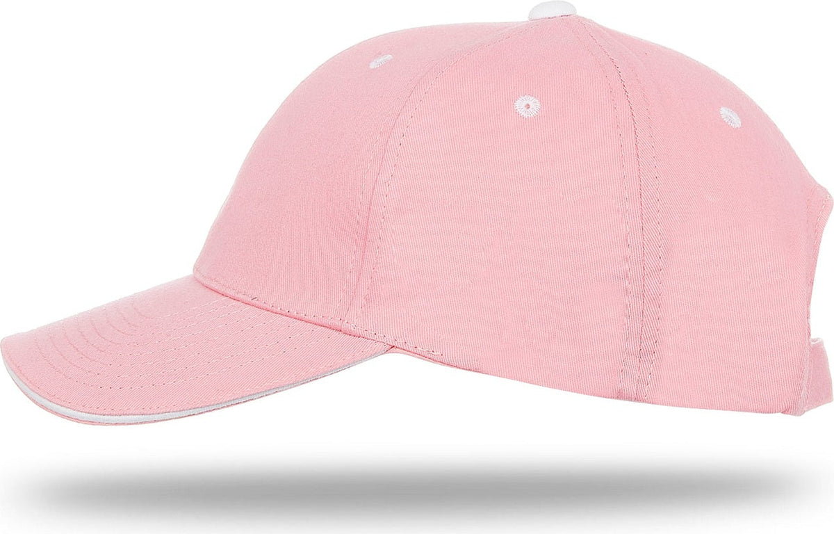Cobra Cap Pbv-s 6 Panel Brushed Cotton Sandwich - Pastelpink White Eyelets Button - Pastelpinkwhite Eyeletswhite