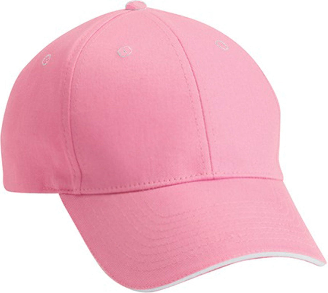 Cobra Cap Pbv-s 6 Panel Brushed Cotton Sandwich - Pastelpink White Pink Eyelets Button - Eyeletspink Buttonwhite
