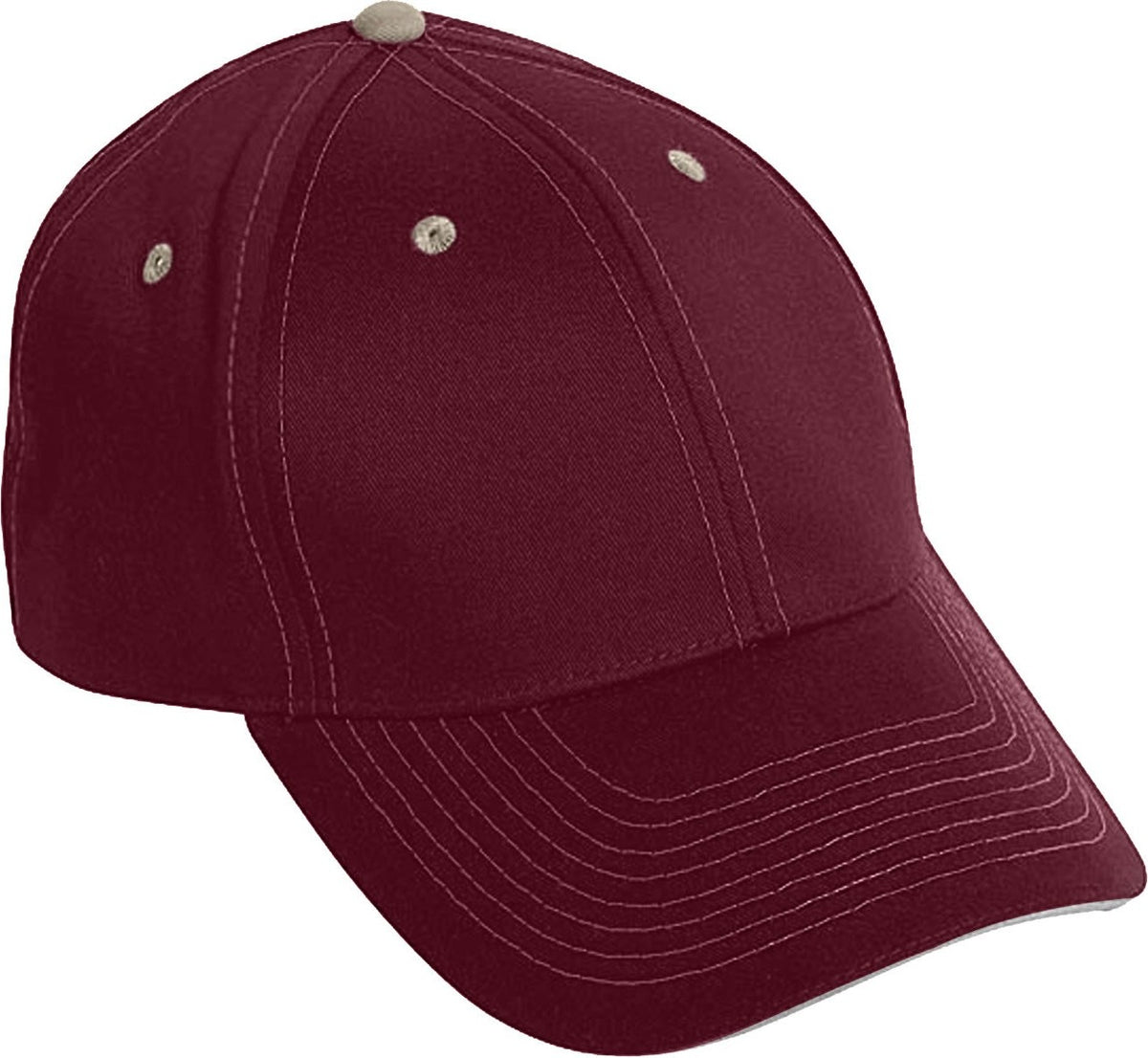 Cobra Cap Pcv-s 6 Panel Contrast Stitching Brushed Cotton Sandwich - Maroon Khaki