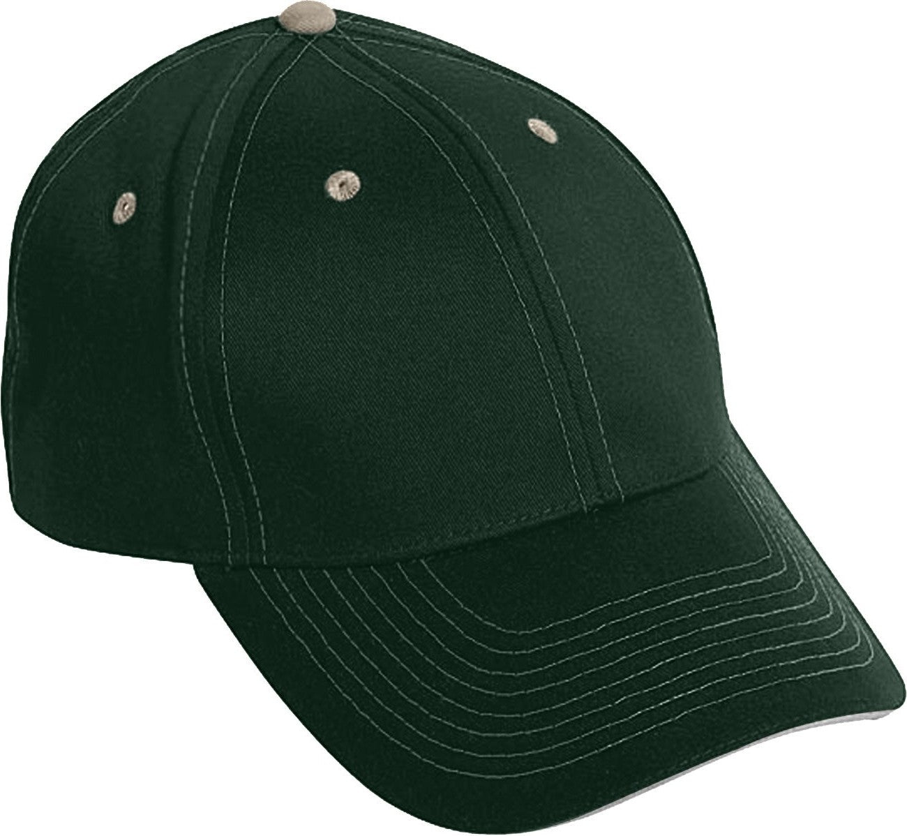 Cobra Cap Pcv-s 6 Panel Contrast Stitching Brushed Cotton Sandwich - Dark Green Khaki