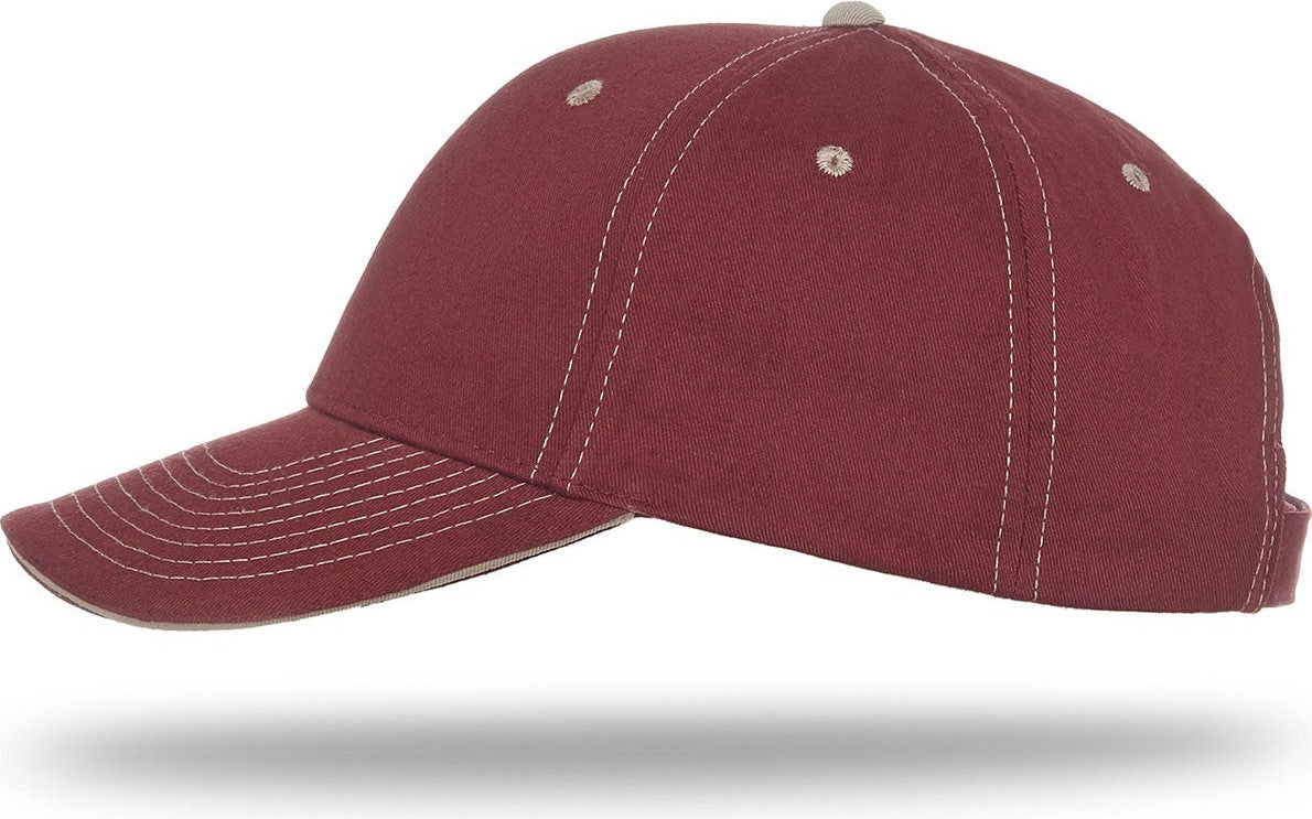 Cobra Cap Pcv-s 6 Panel Contrast Stitching Brushed Cotton Sandwich - Maroon Khaki
