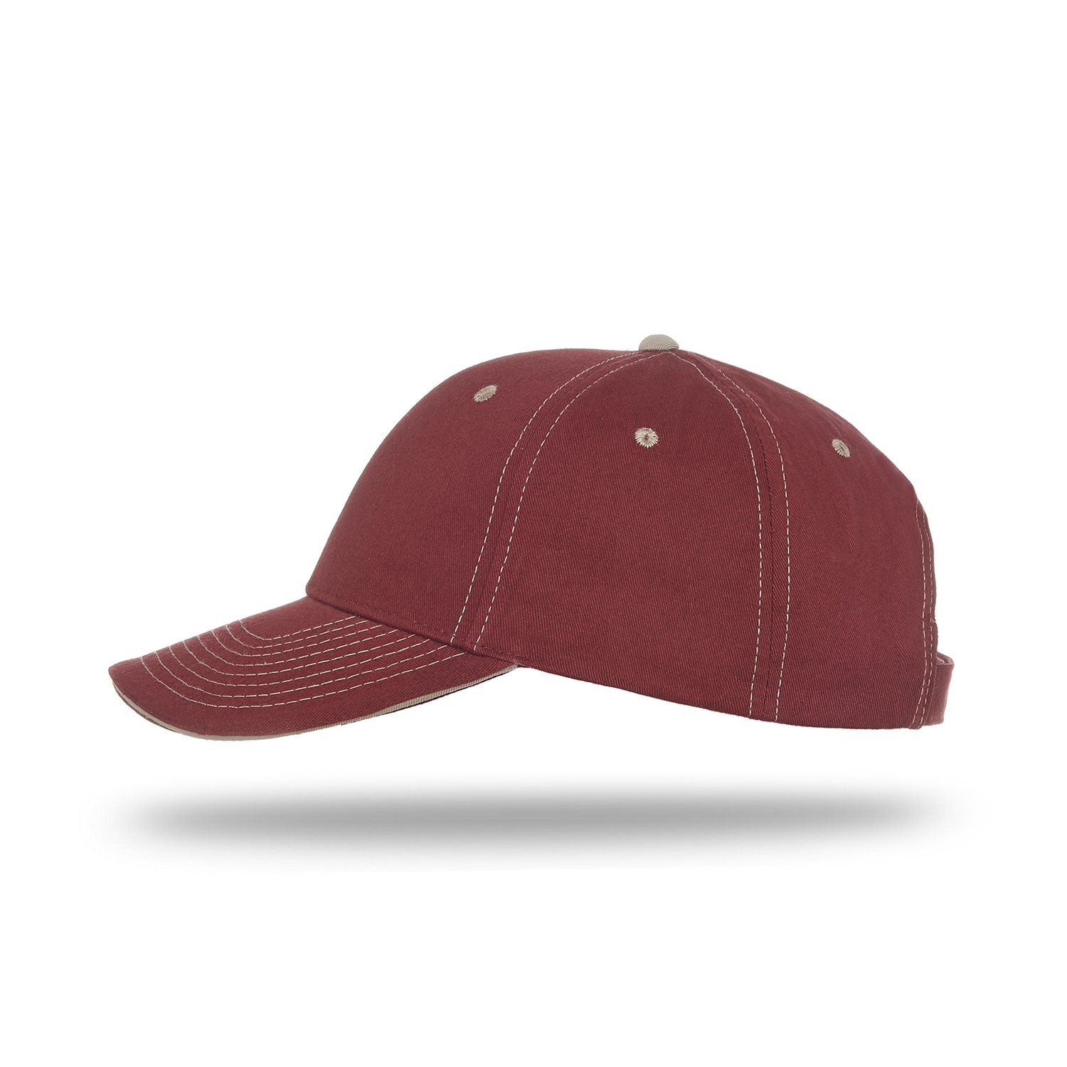 Cobra Cap Pcv-s 6 Panel Contrast Stitching Brushed Cotton Sandwich - Maroon Khaki