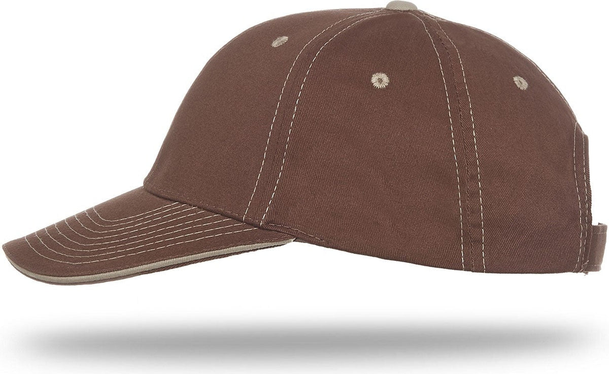 Cobra Cap Pcv-s 6 Panel Contrast Stitching Brushed Cotton Sandwich - Brown Khaki